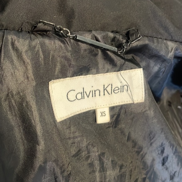 CALVIN KLEIN women’s puffy DUCK DOWN midi COAT hooded 2 way zipper black XS - Picture 10 of 16